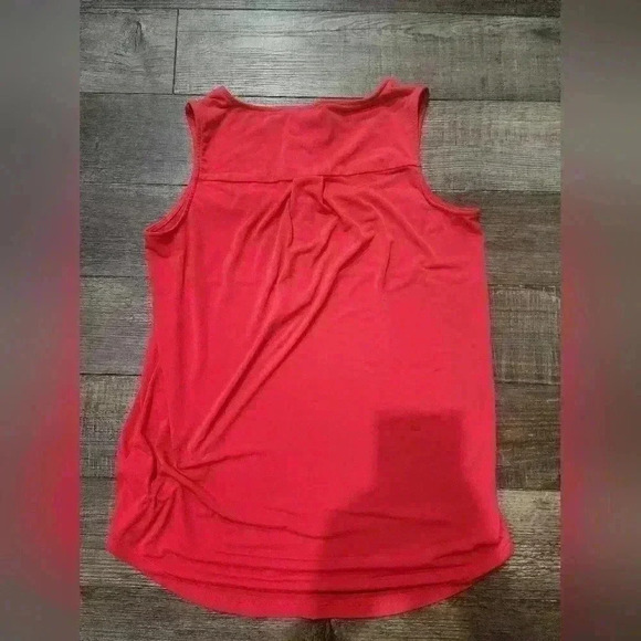 Ellen Tracy Womens Blouse Tank Top Size Small Red 2 Zip Gold Pockets - Picture 4 of 4